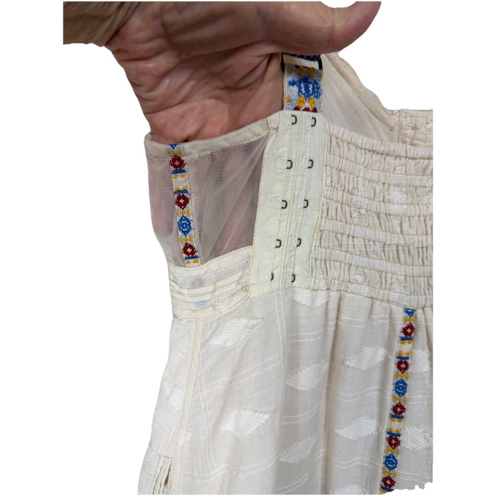 Free People New Romantics XS Embroidered Mini Dress Ivory Cotton Lined Pockets - Picture 5 of 16